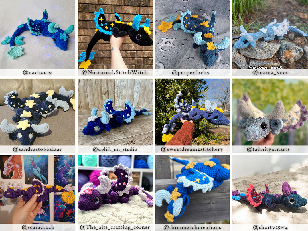 Noctis the Celestial Dragon • PDF Easy Amigurumi Pattern