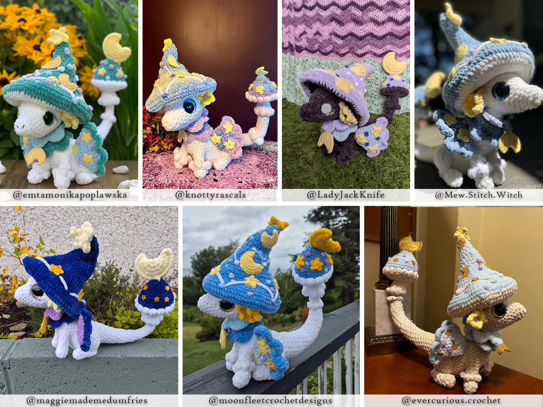 Lumee the Celestial Mushroom Dragon • PDF Easy Amigurumi Pattern